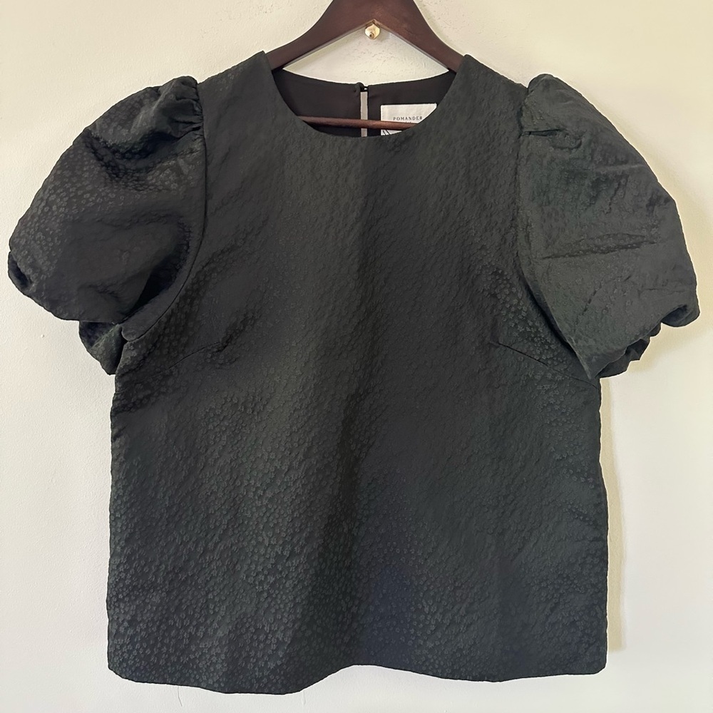 Pomander Place by Tuckernuck Jacquard Lyla Blouse Puff Sleeve Color: Black - Picture 3 of 9